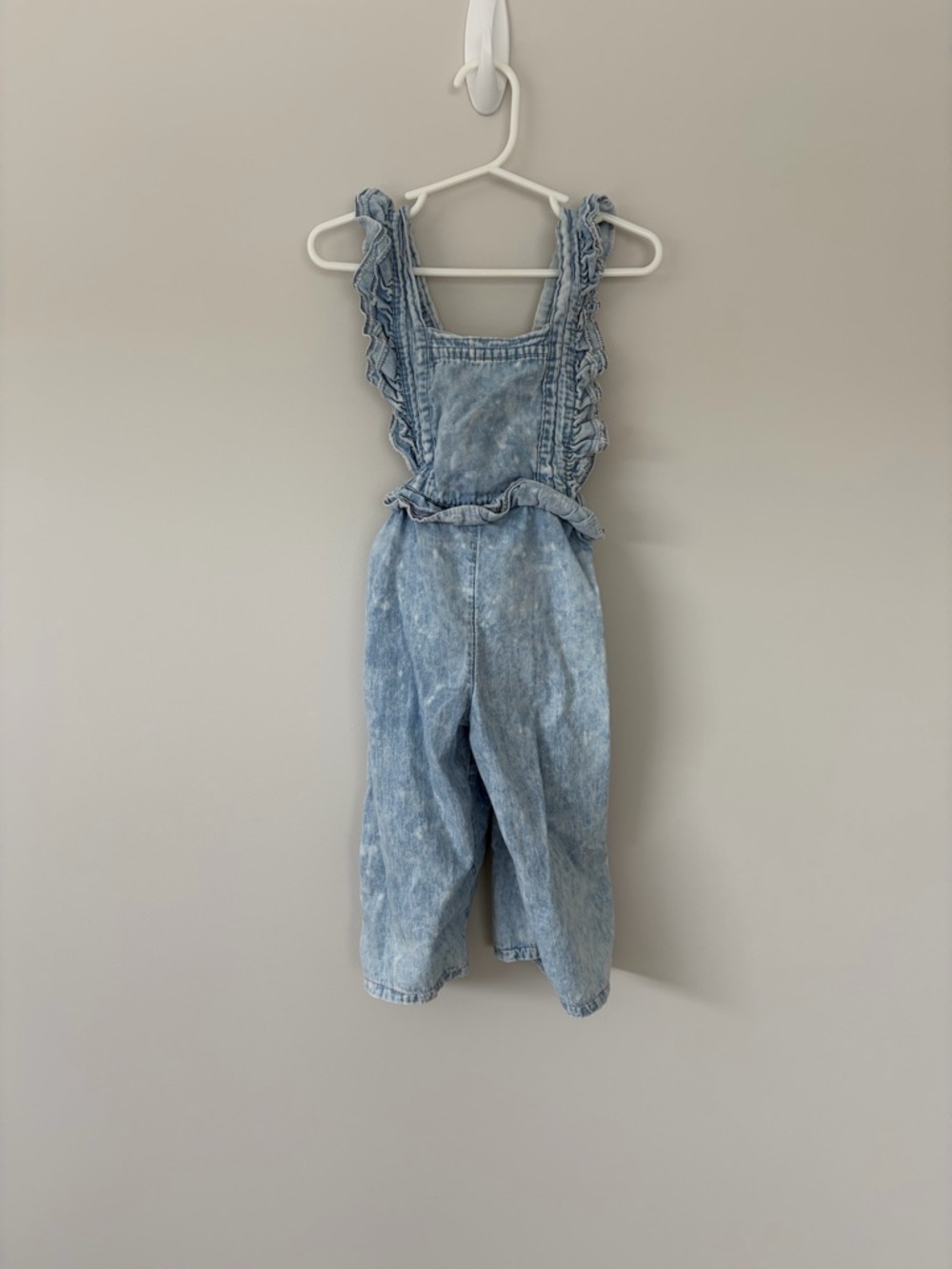 Light Blue Ruffle Denim One-Piece